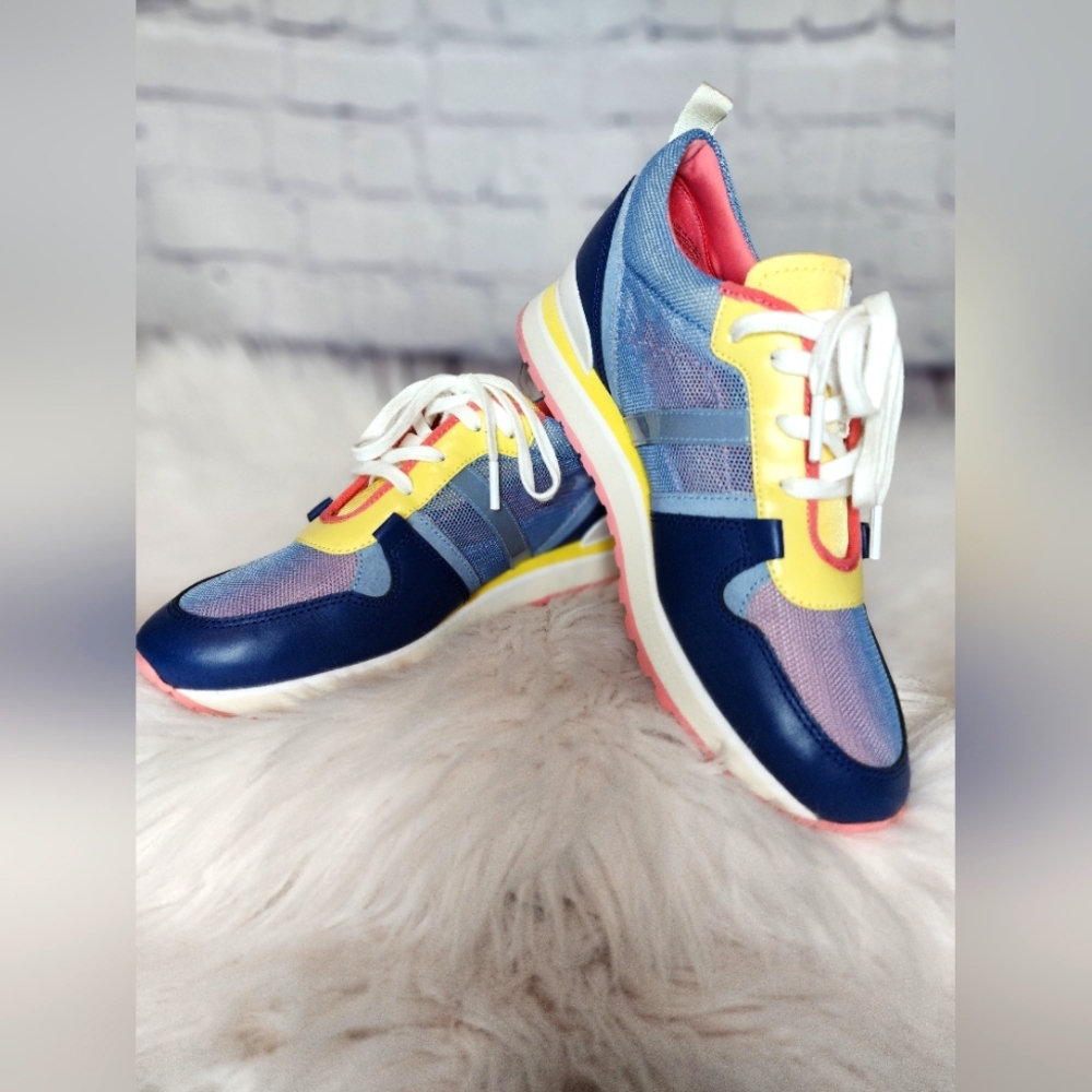 Michael Kors Maddy Mesh Trainer sneakers, Blue/yellow, Size 8